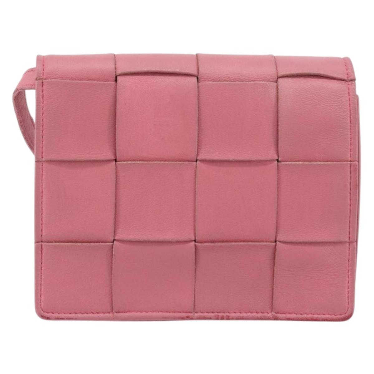 BOTTEGA VENETA MAXI INTRECCIATO Cassette Shoulder Bag Pink Gold Auth bs36741