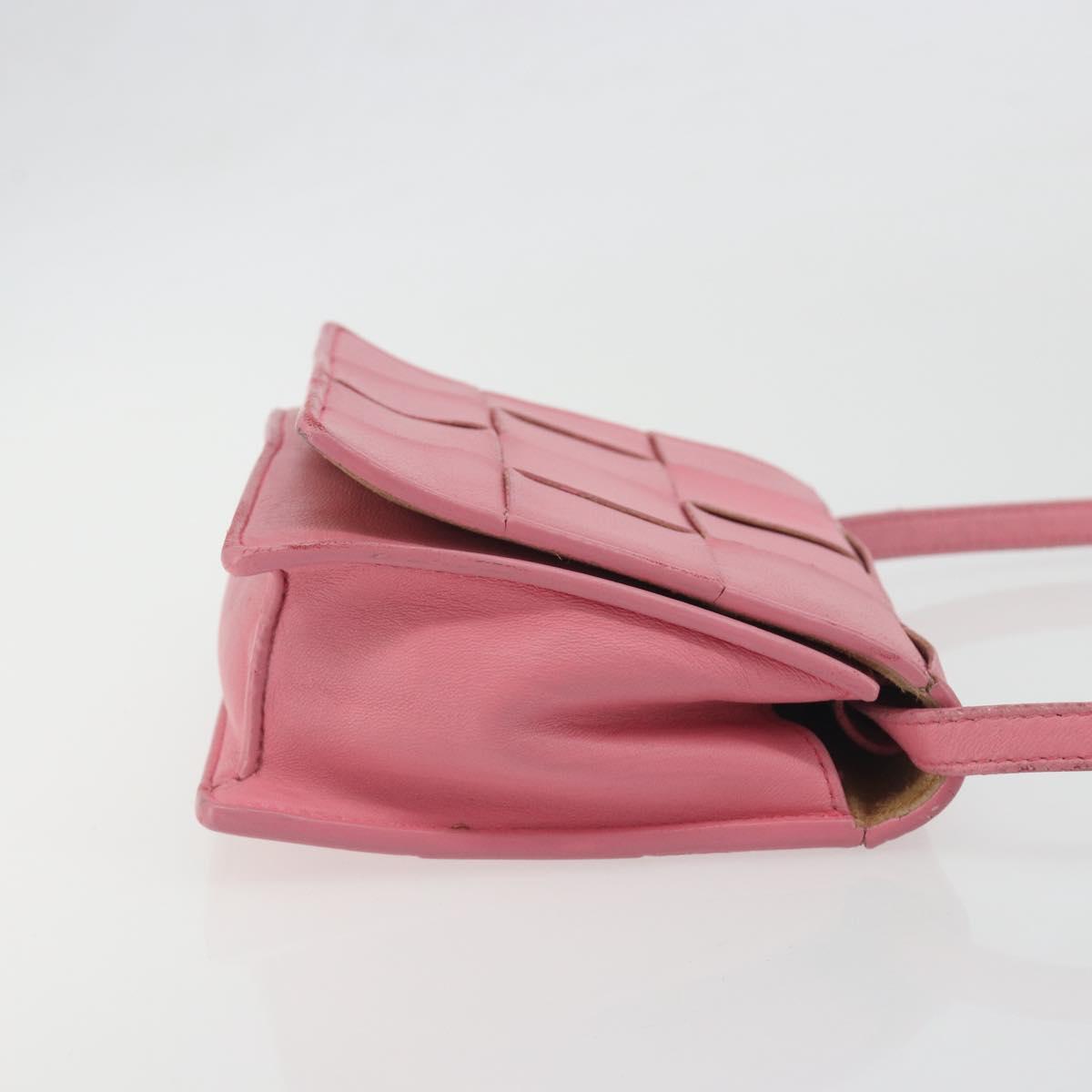 BOTTEGA VENETA MAXI INTRECCIATO Cassette Shoulder Bag Pink Gold Auth bs36741