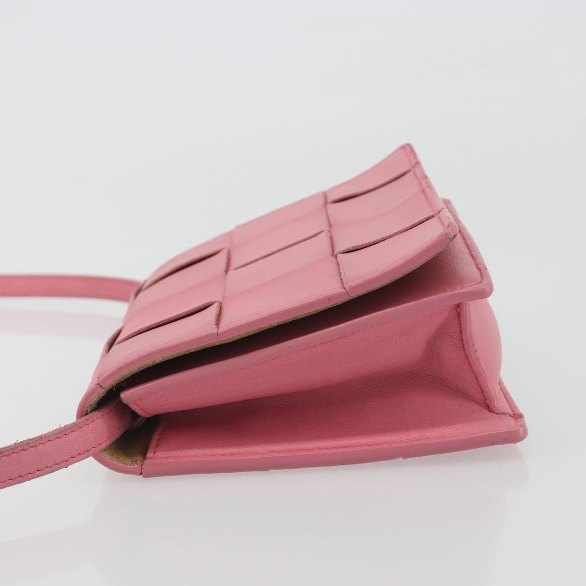 BOTTEGA VENETA MAXI INTRECCIATO Cassette Shoulder Bag Pink Gold Auth bs36741
