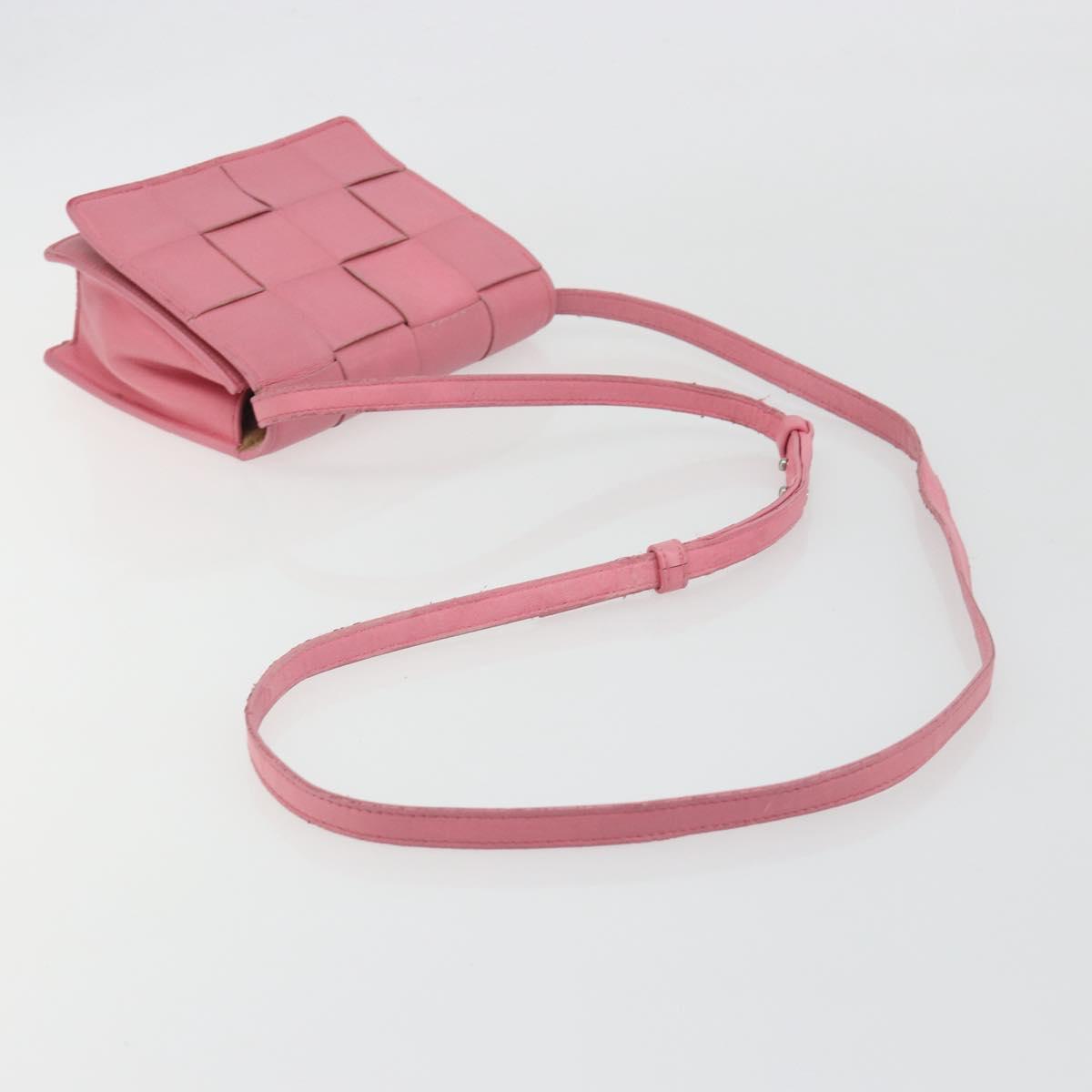 BOTTEGA VENETA MAXI INTRECCIATO Cassette Shoulder Bag Pink Gold Auth bs36741