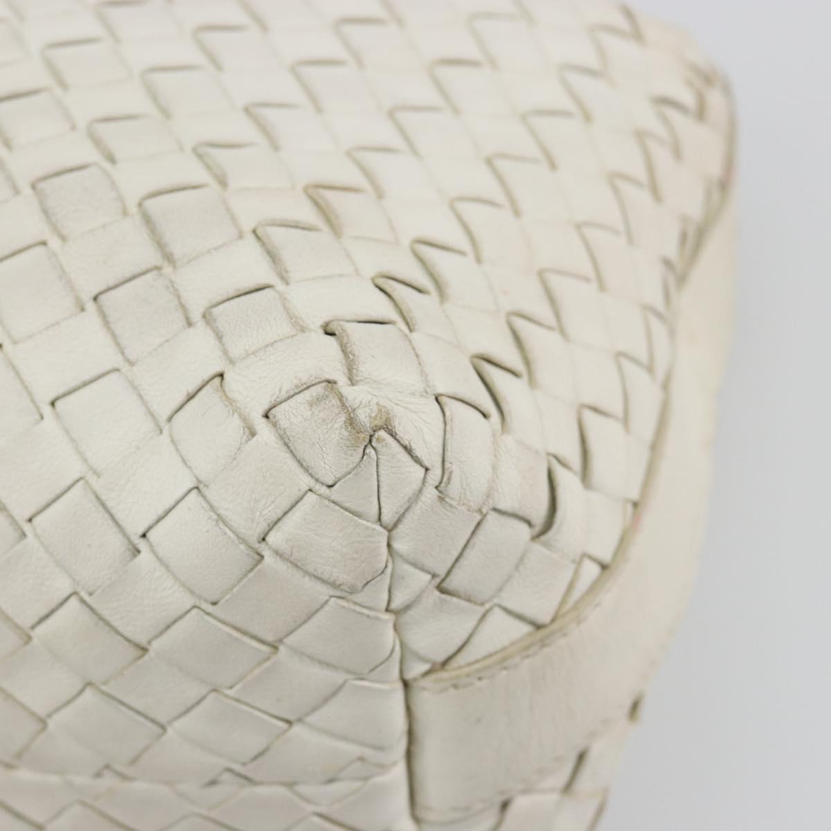 BOTTEGA VENETA INTRECCIATO Hand Bag Leather White Gold Auth bs36742