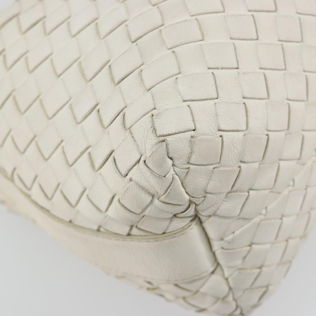 BOTTEGA VENETA INTRECCIATO Hand Bag Leather White Gold Auth bs36742