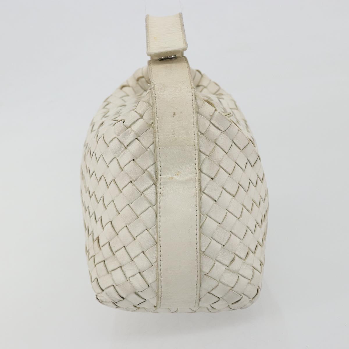 BOTTEGA VENETA INTRECCIATO Hand Bag Leather White Gold Auth bs36742