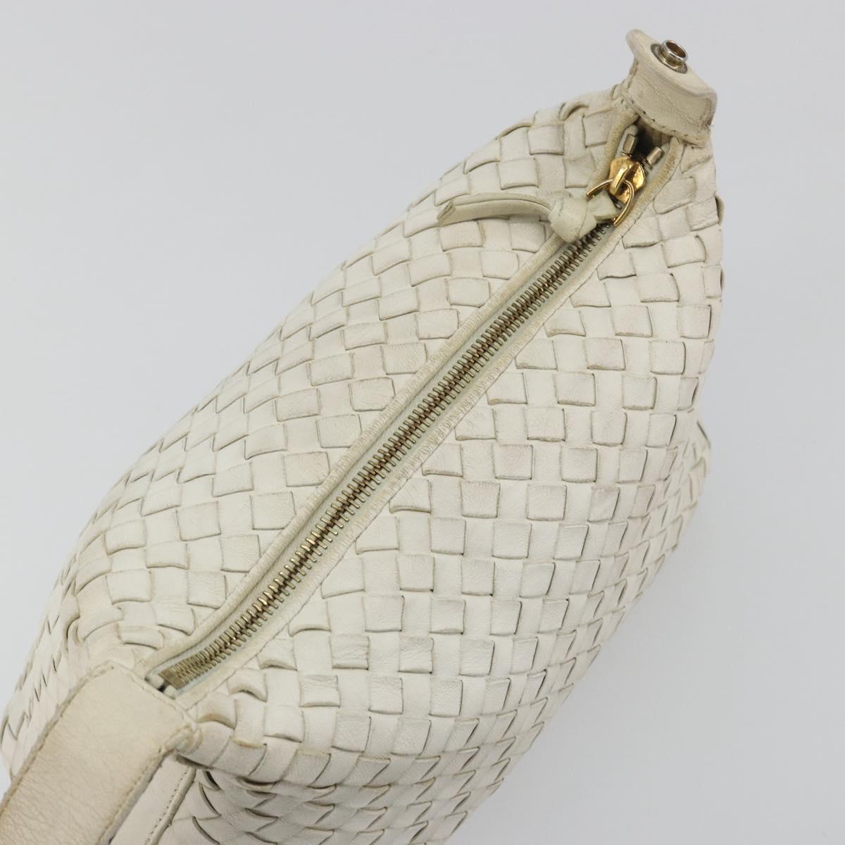 BOTTEGA VENETA INTRECCIATO Hand Bag Leather White Gold Auth bs36742