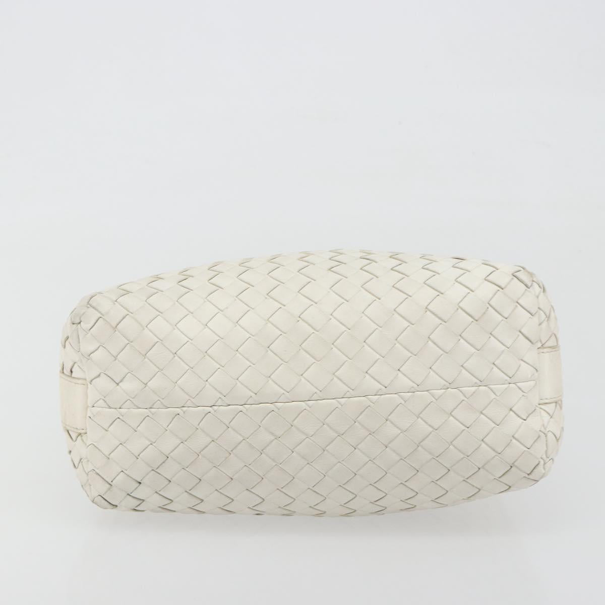 BOTTEGA VENETA INTRECCIATO Hand Bag Leather White Gold Auth bs36742
