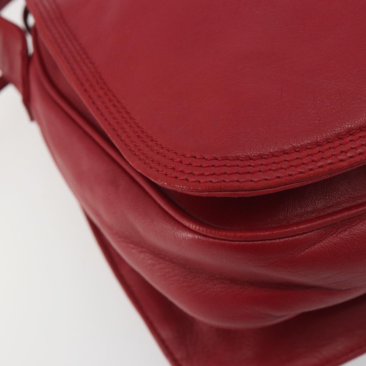 LOEWE Shoulder Bag Leather Red Gold Auth bs36743A