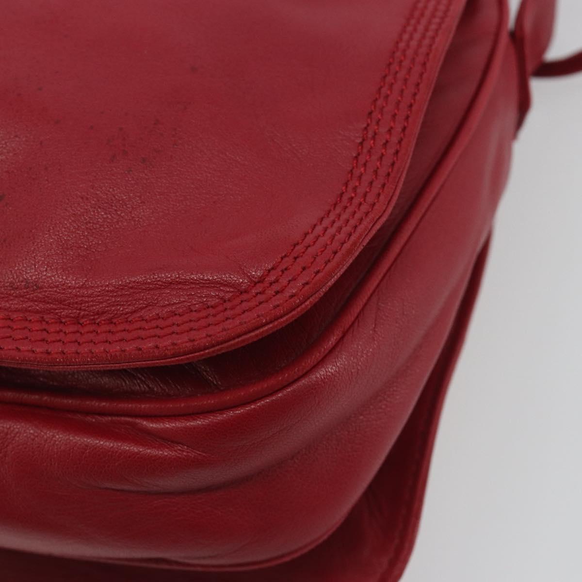 LOEWE Shoulder Bag Leather Red Gold Auth bs36743A