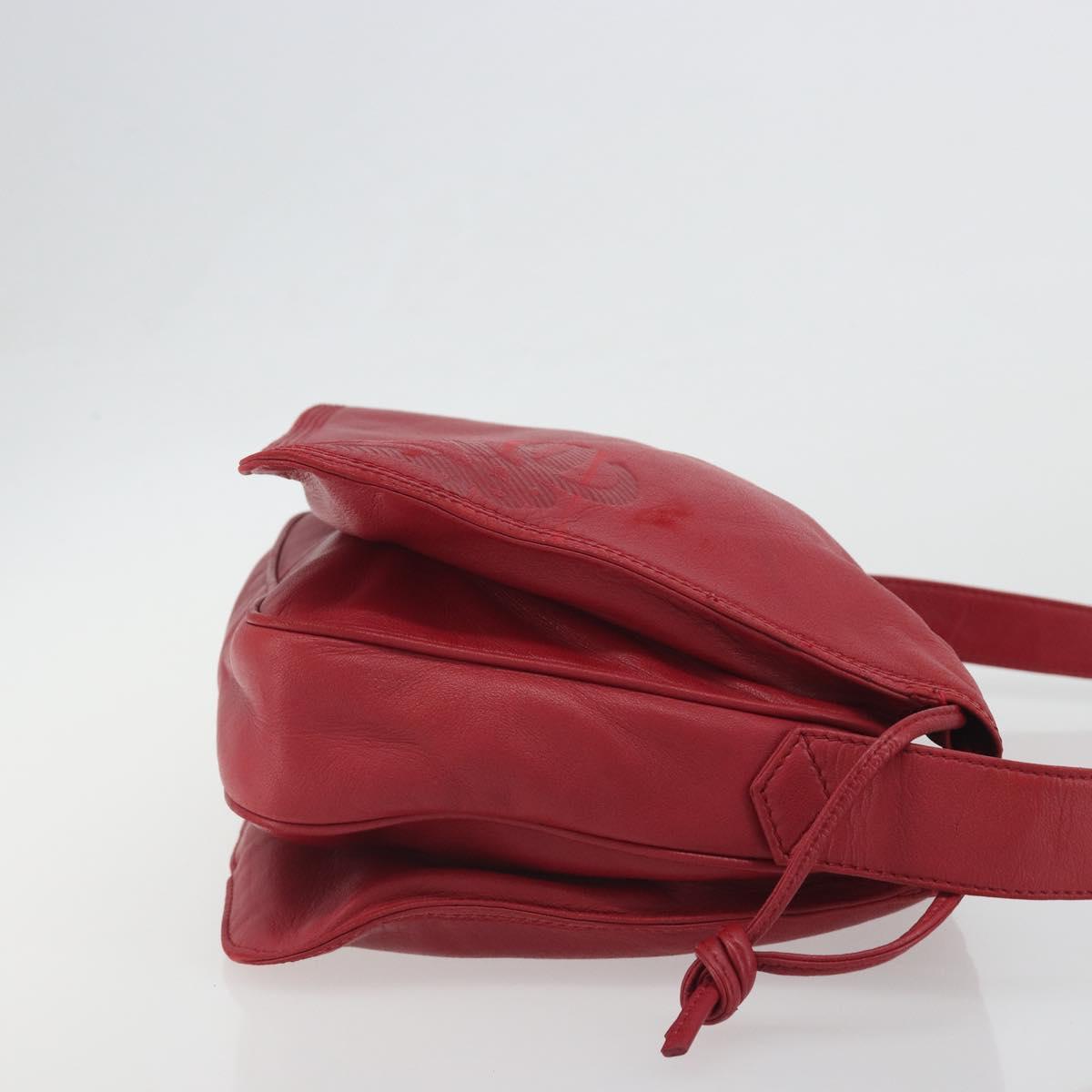 LOEWE Shoulder Bag Leather Red Gold Auth bs36743A