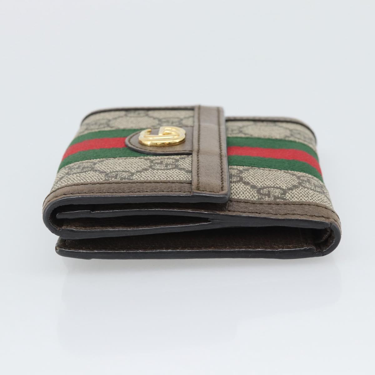 GUCCI Ophdia GG Web Sherry Line Wallet PVC Beige Gold 523173 Auth bs36745