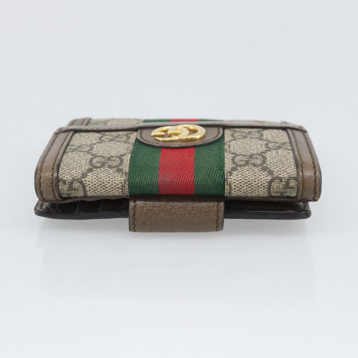GUCCI Ophdia GG Web Sherry Line Wallet PVC Beige Gold 523173 Auth bs36745