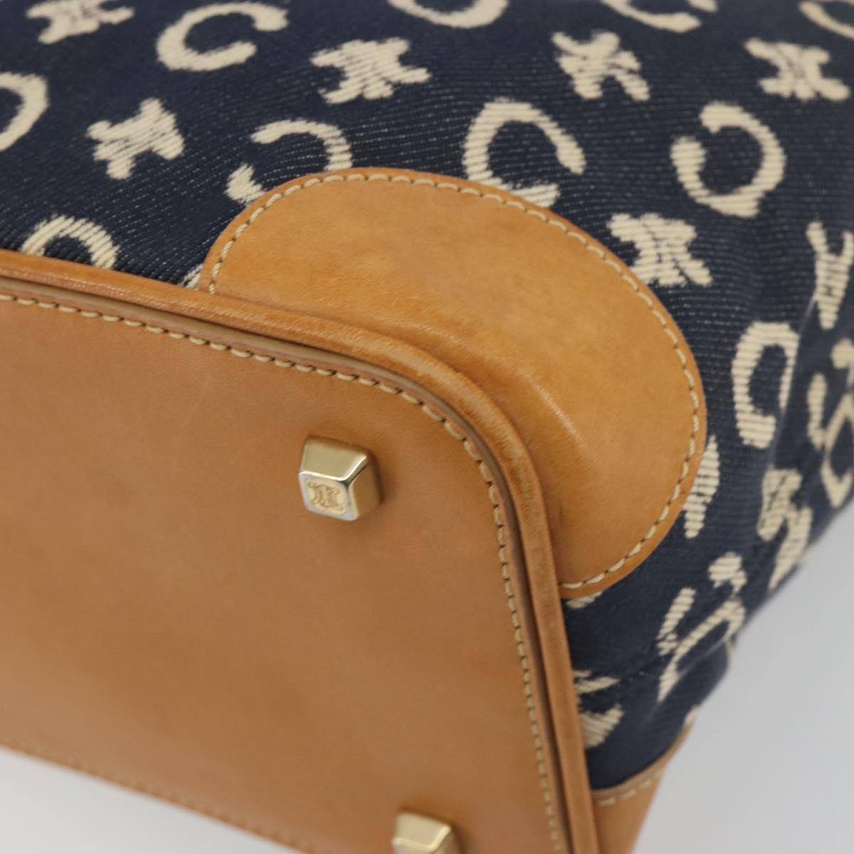 CELINE C Macadam Canvas Shoulder Bag Blue Gold Auth bs36746