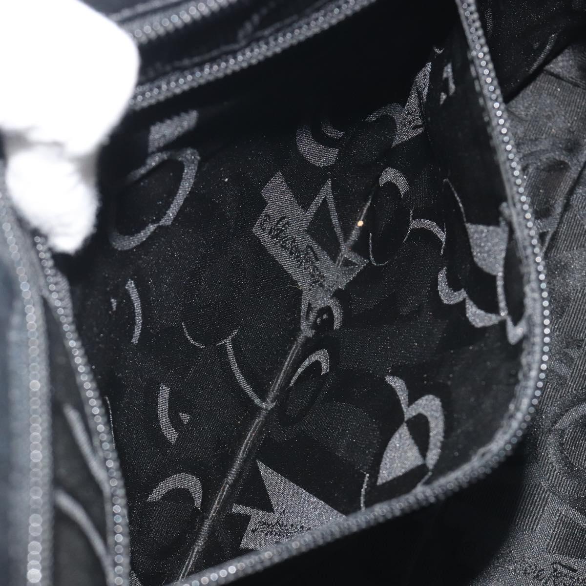 Salvatore Ferragamo Shoulder Bag Leather Black Silver Auth bs36748
