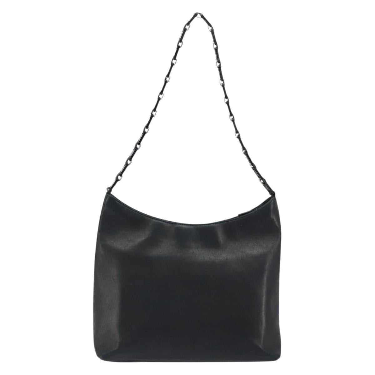 Salvatore Ferragamo Shoulder Bag Leather Black Silver Auth bs36748