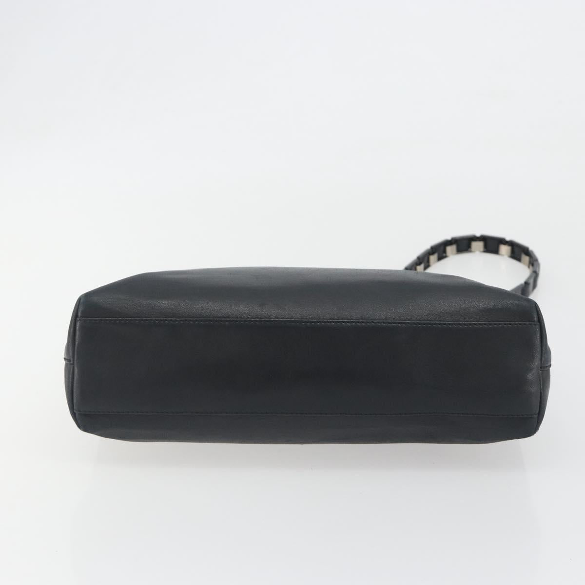 Salvatore Ferragamo Shoulder Bag Leather Black Silver Auth bs36748