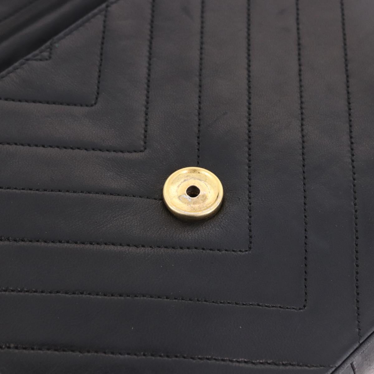 CHANEL V stitch Chain Shoulder Bag Lamb Skin Black Gold CC Auth bs36750