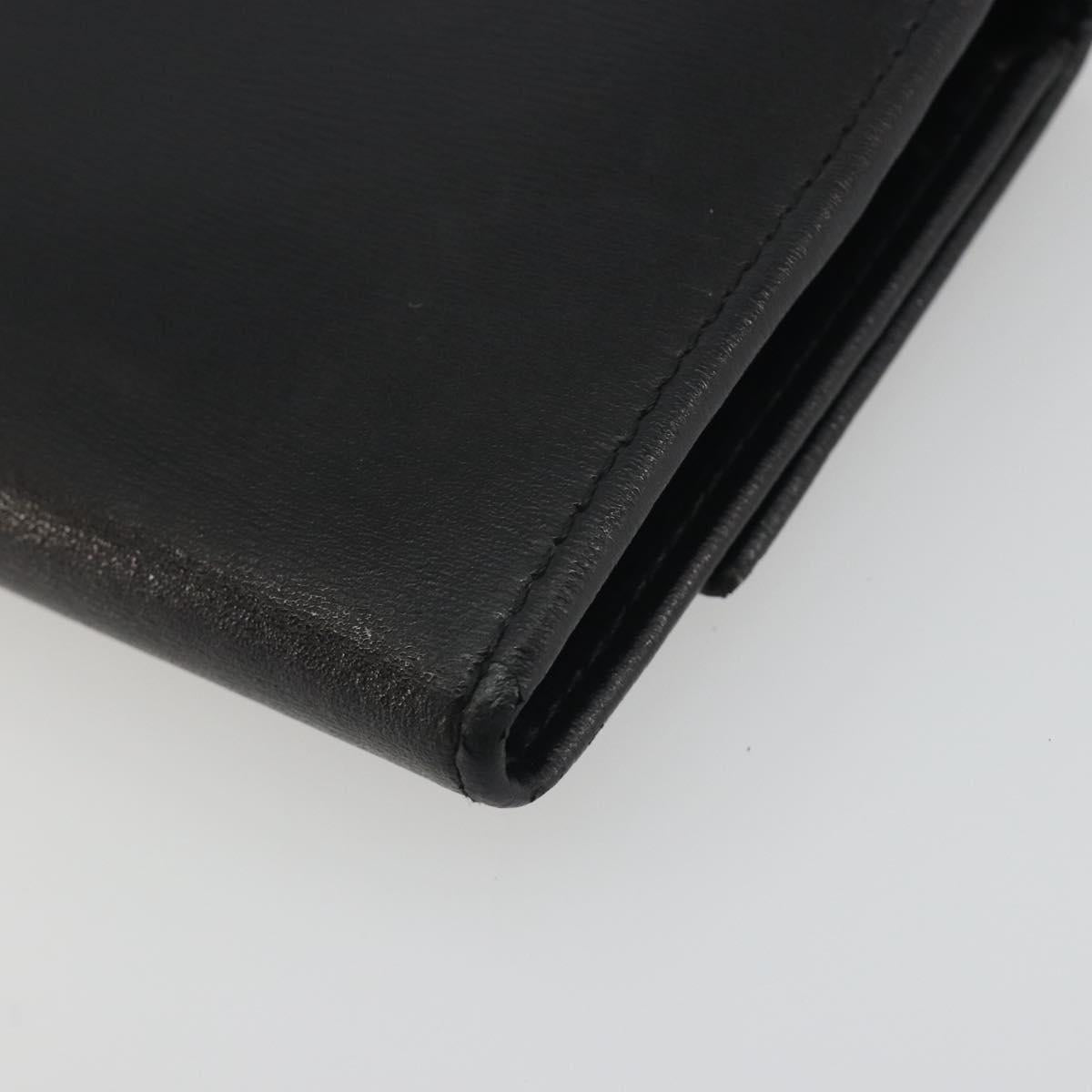 Salvatore Ferragamo Gancini Long Wallet Leather Black Gold Auth bs36751