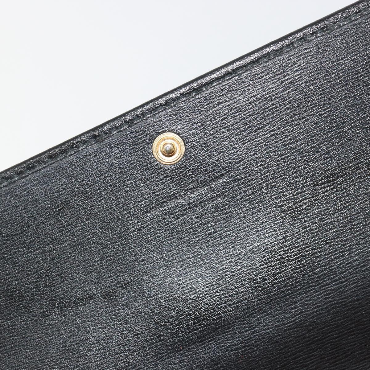 Salvatore Ferragamo Gancini Long Wallet Leather Black Gold Auth bs36751