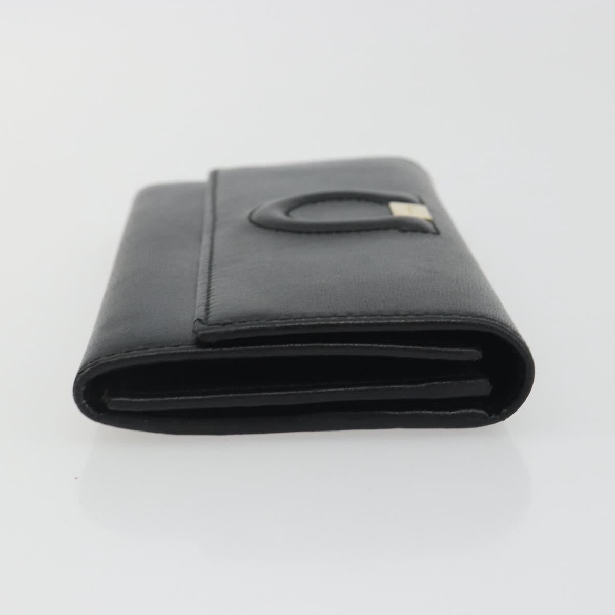 Salvatore Ferragamo Gancini Long Wallet Leather Black Gold Auth bs36751
