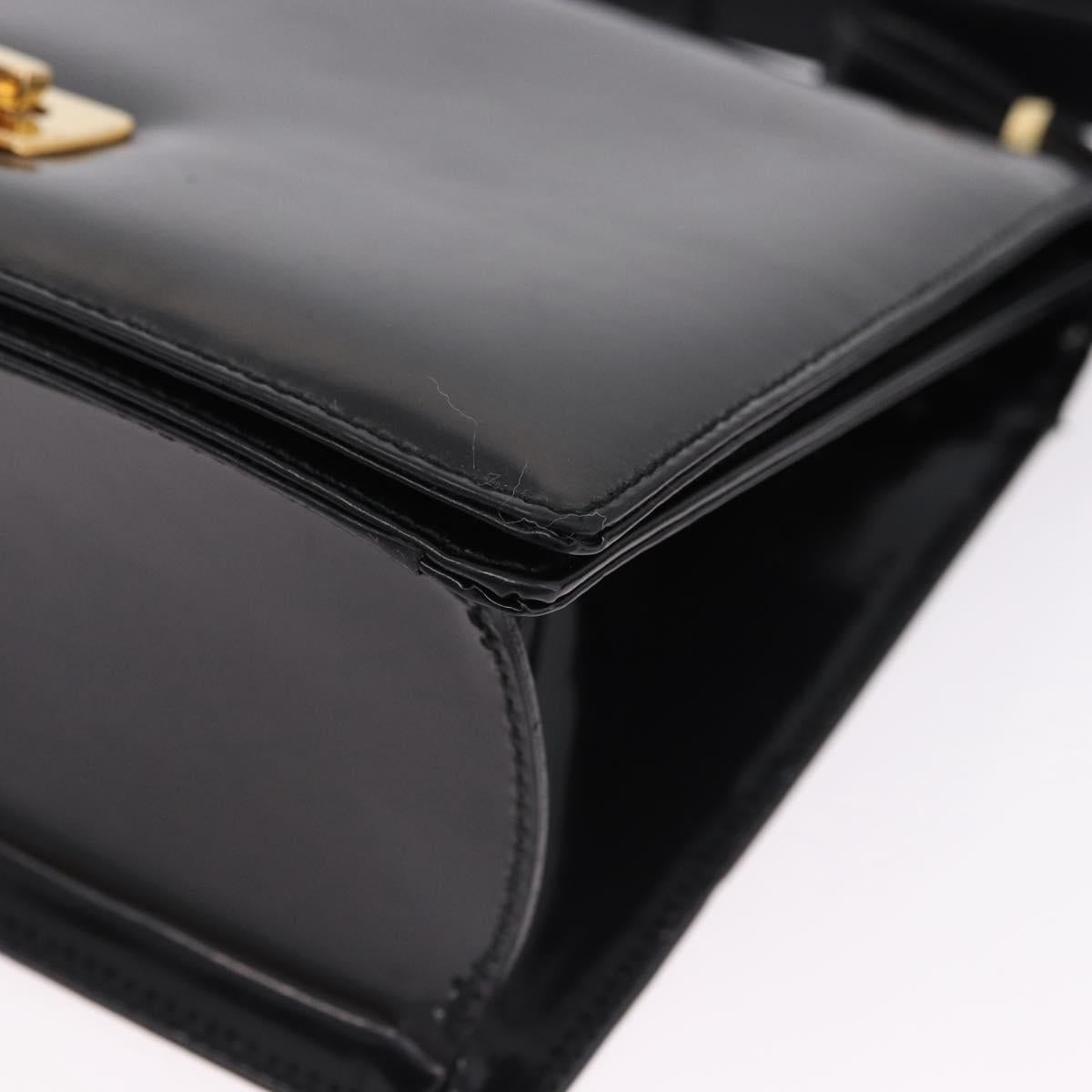 Salvatore Ferragamo Gancini Shoulder Bag Leather Black Gold Auth bs36752