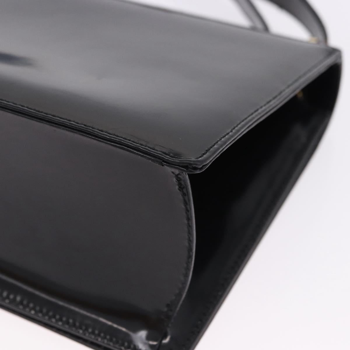 Salvatore Ferragamo Gancini Shoulder Bag Leather Black Gold Auth bs36752