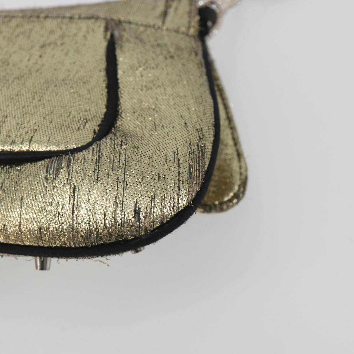Christian Dior Hardcore Chain Shoulder Bag Silk Silver Gold Auth bs36753A