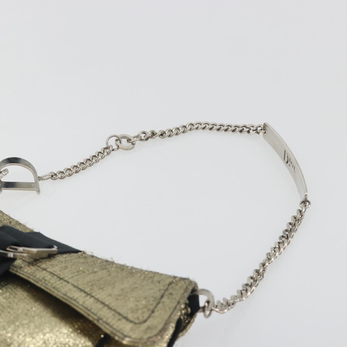 Christian Dior Hardcore Chain Shoulder Bag Silk Silver Gold Auth bs36753A