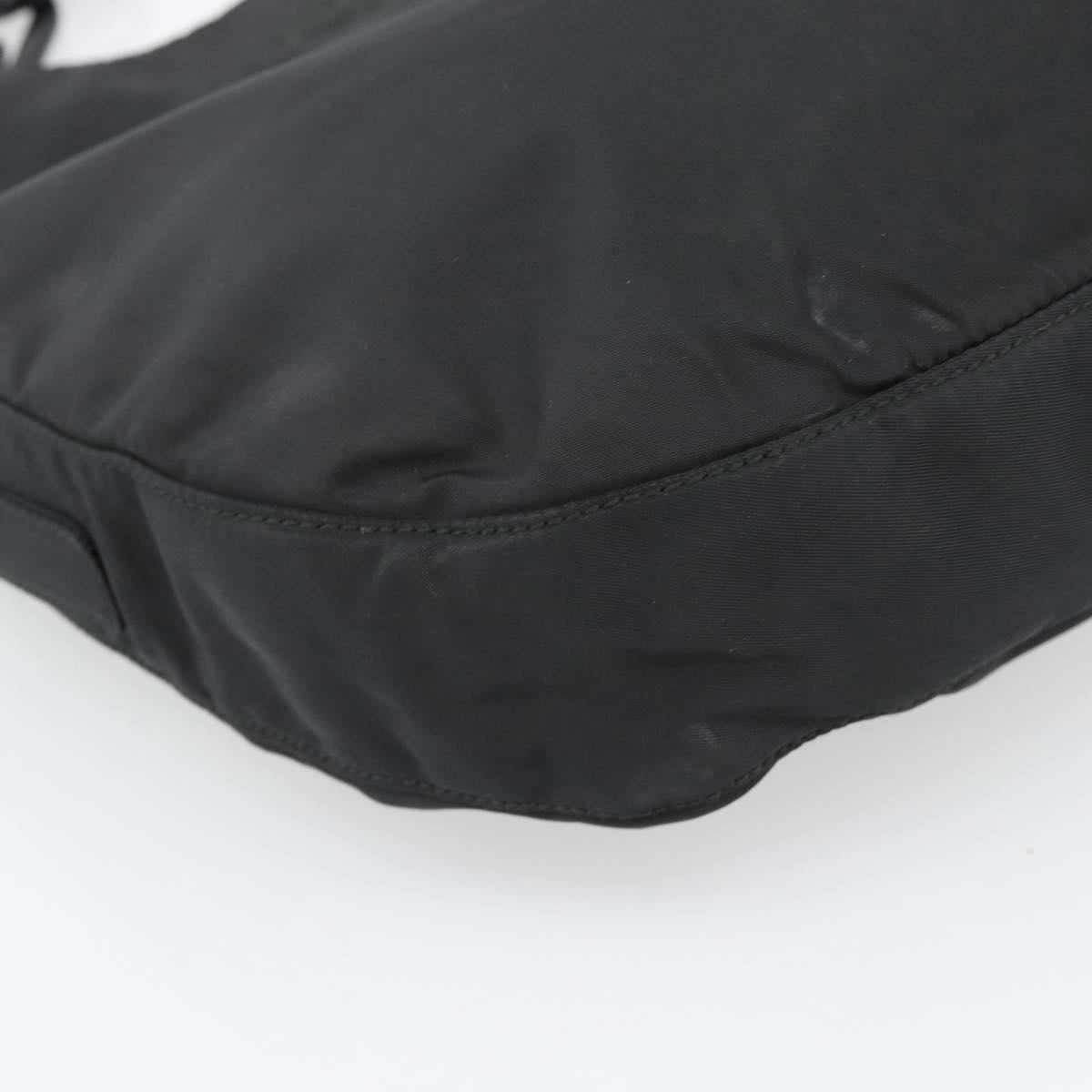 PRADA Chain Shoulder Bag Nylon Black Silver Auth bs36754A