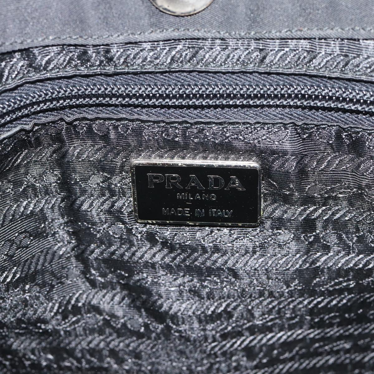 PRADA Chain Shoulder Bag Nylon Black Silver Auth bs36754A