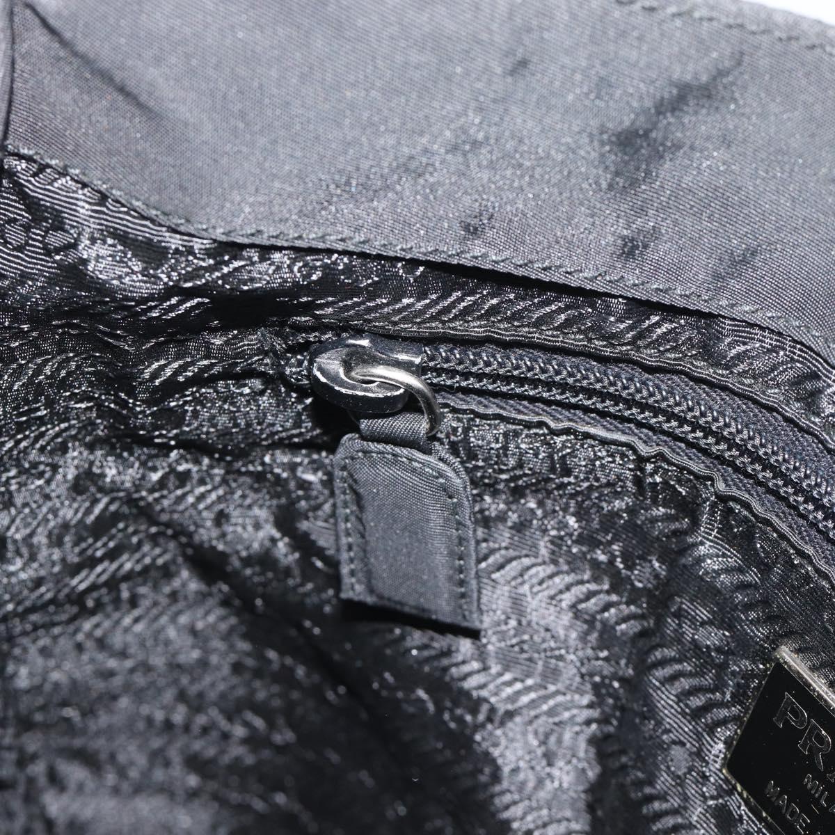PRADA Chain Shoulder Bag Nylon Black Silver Auth bs36754A