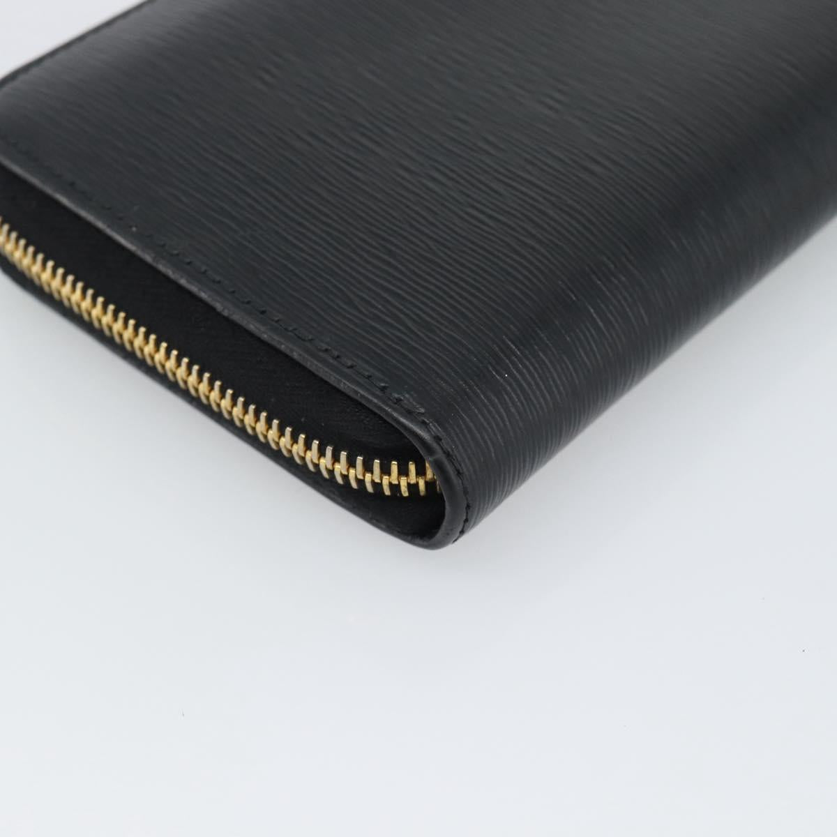 PRADA Long Wallet Safiano Leather Black Gold Auth bs36755