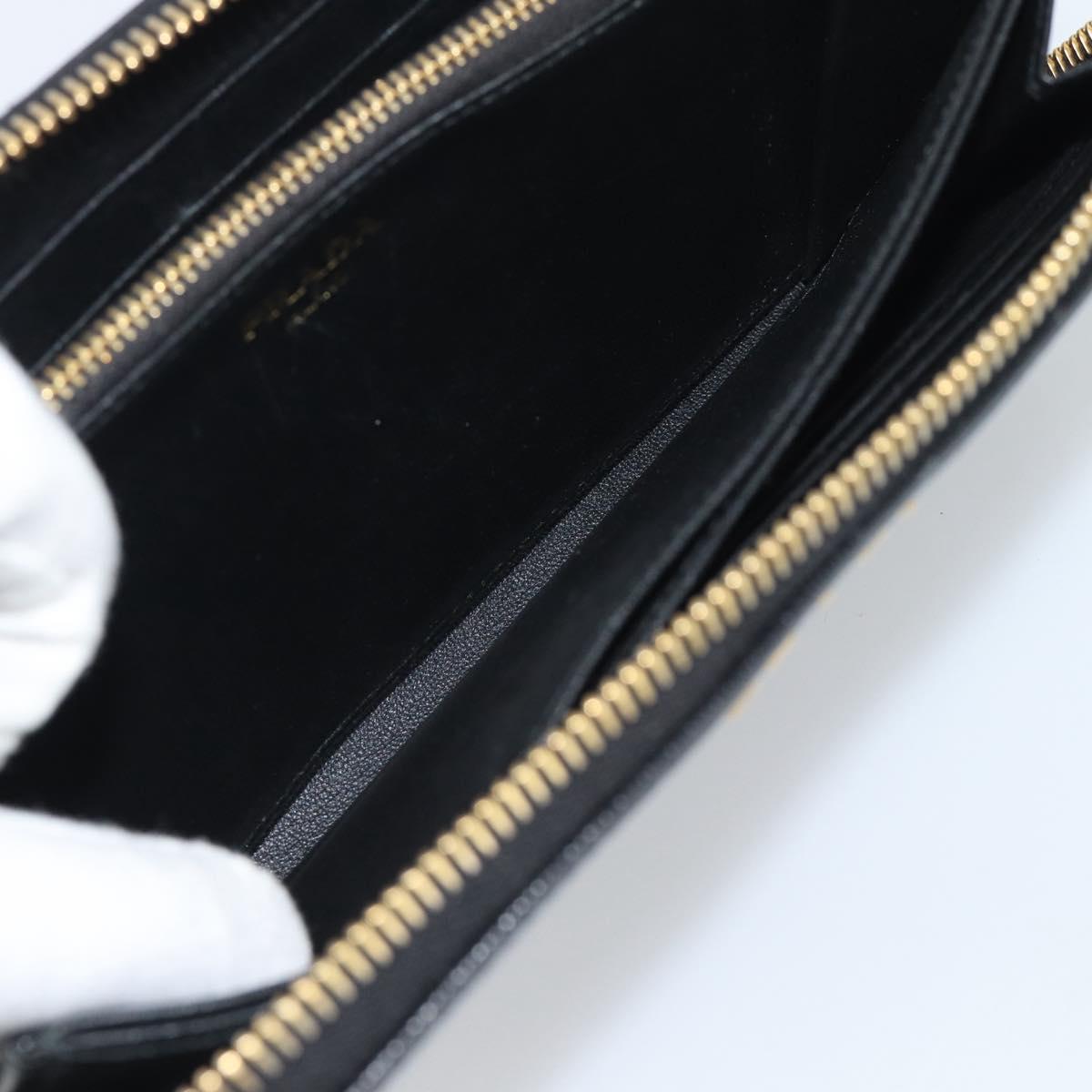 PRADA Long Wallet Safiano Leather Black Gold Auth bs36755