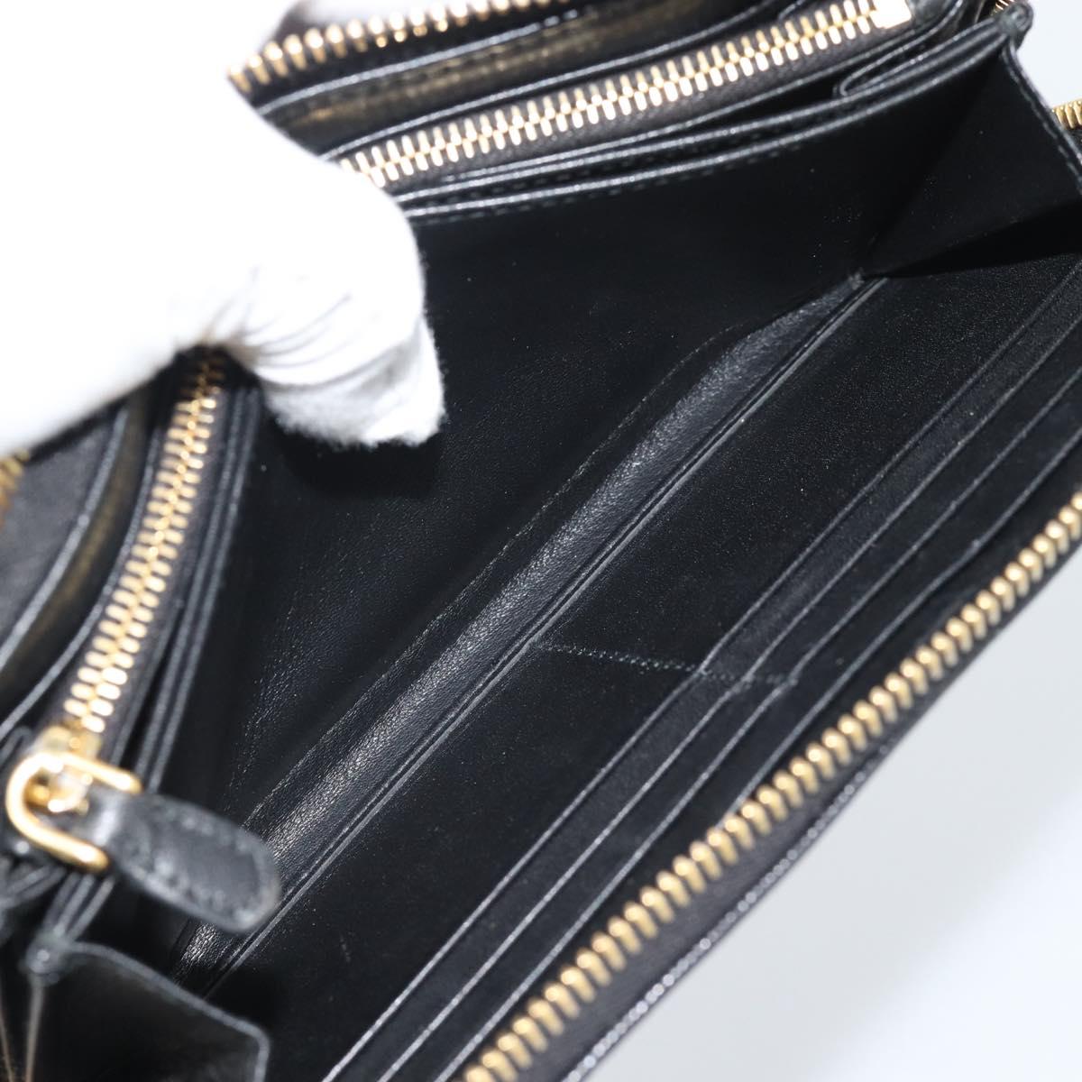 PRADA Long Wallet Safiano Leather Black Gold Auth bs36755