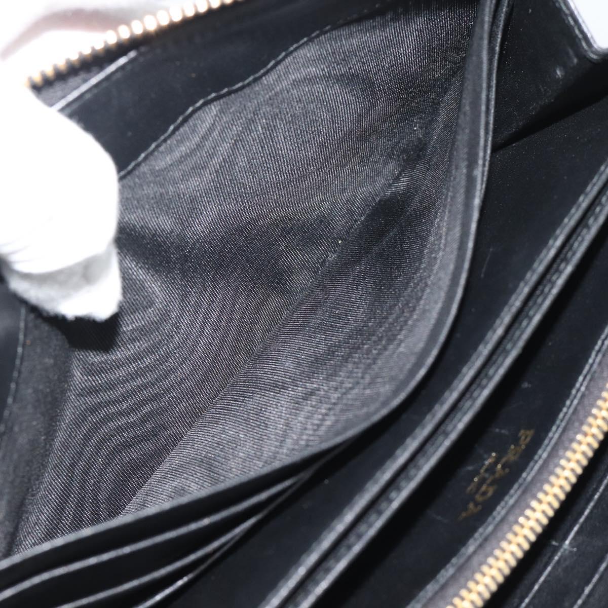 PRADA Long Wallet Safiano Leather Black Gold Auth bs36755