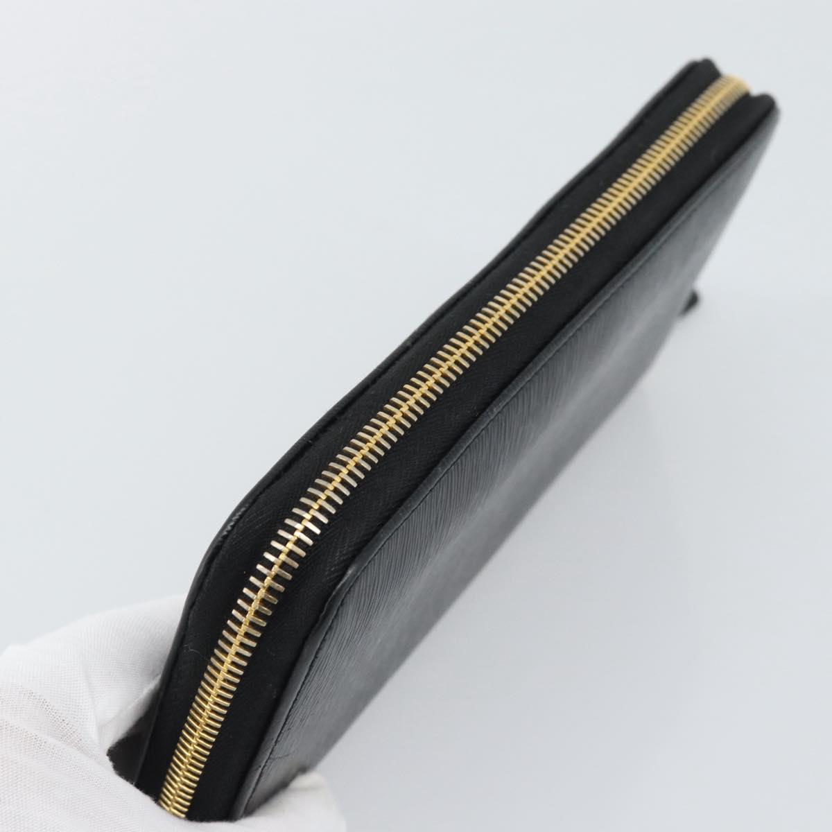 PRADA Long Wallet Safiano Leather Black Gold Auth bs36755