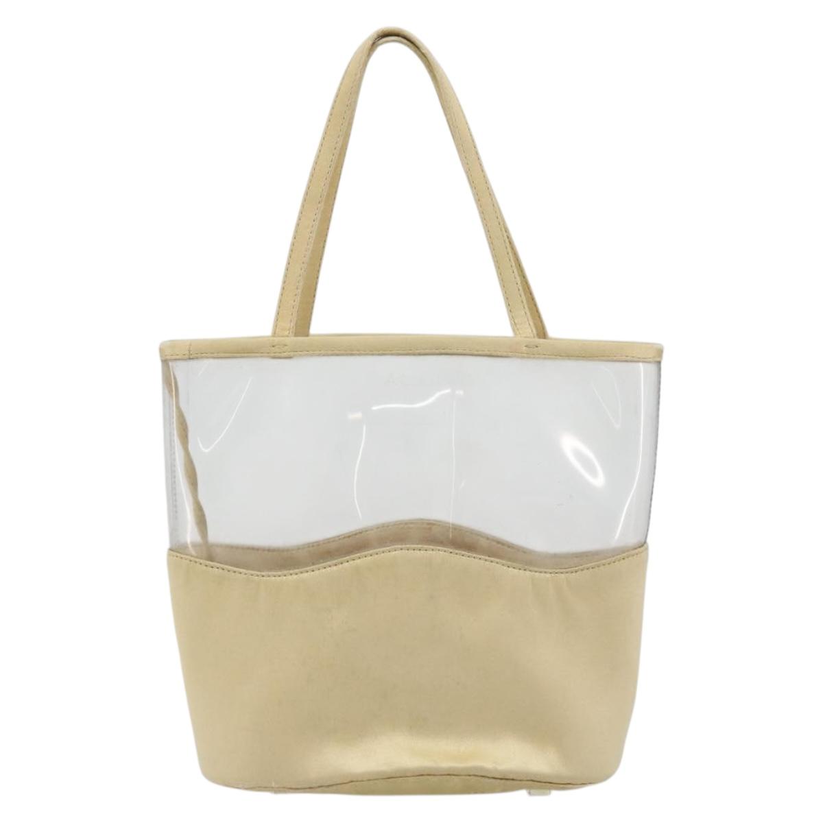 PRADA Hand Bag Vinyl Gold Auth bs36756