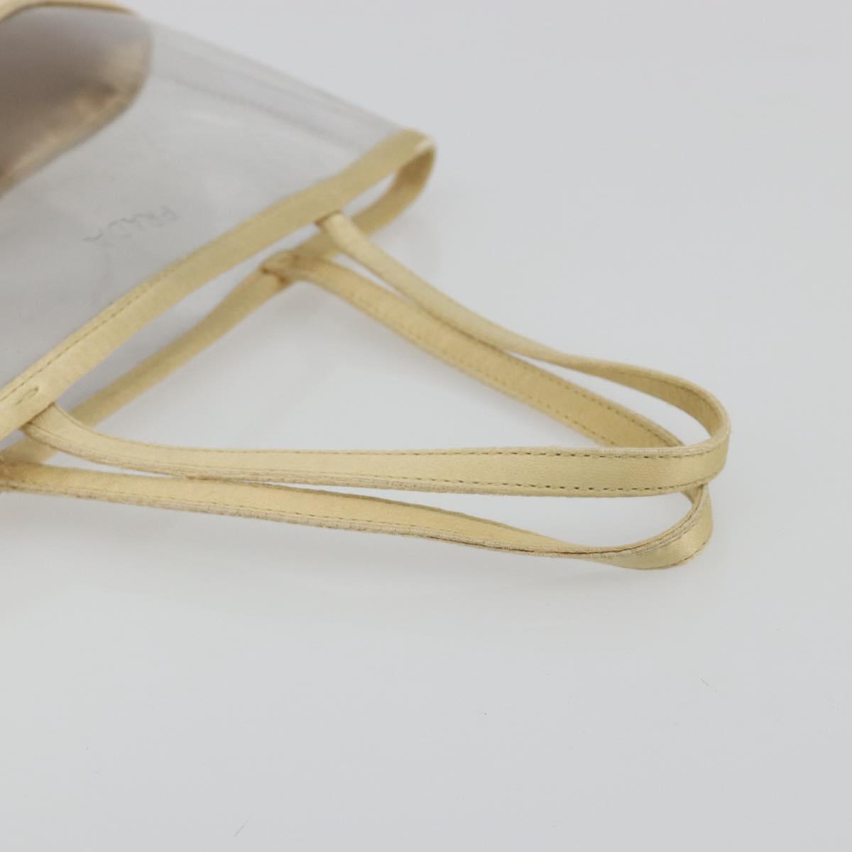 PRADA Hand Bag Vinyl Gold Auth bs36756