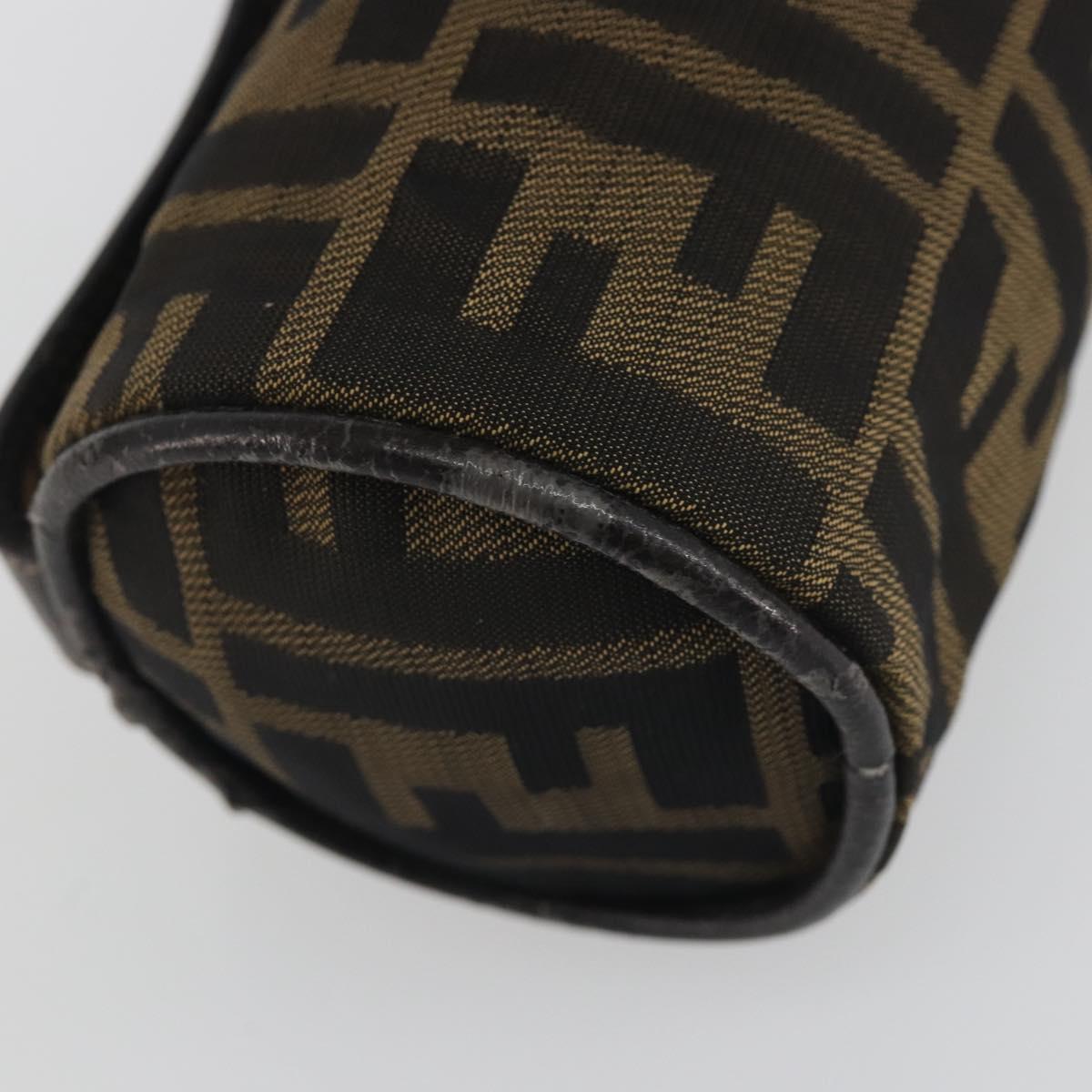 FENDI Zucca Canvas Pouch Black Brown Auth bs36757