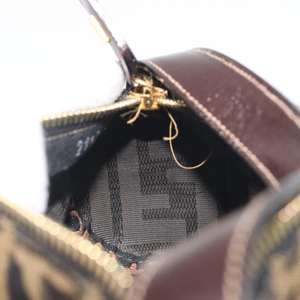 FENDI Zucca Canvas Pouch Black Brown Auth bs36757