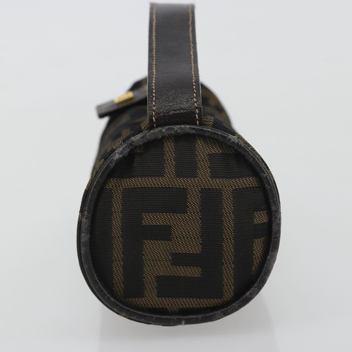 FENDI Zucca Canvas Pouch Black Brown Auth bs36757