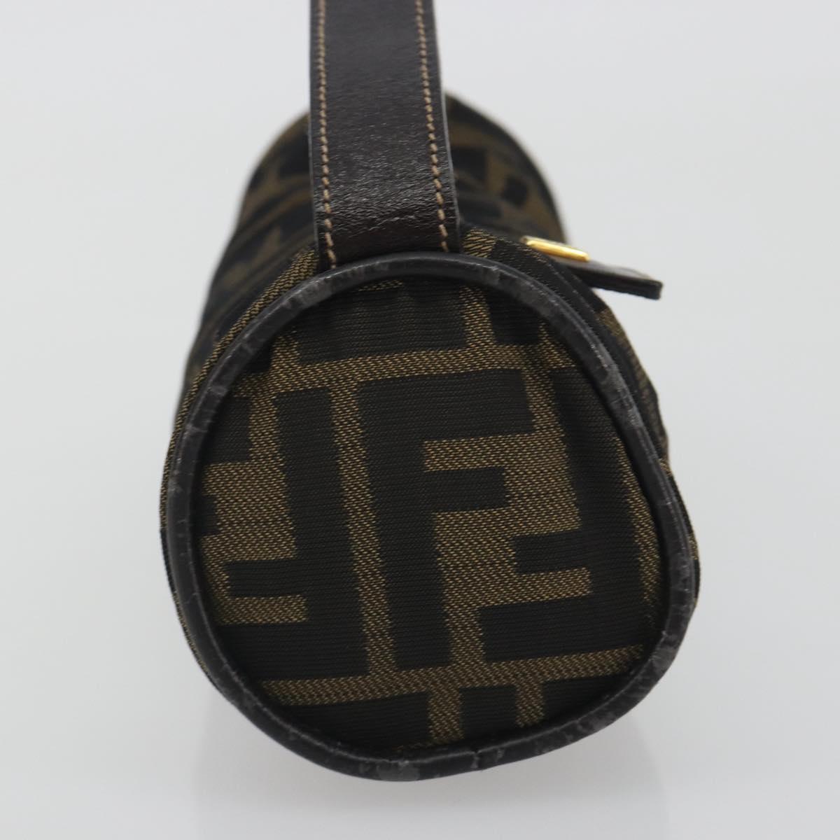 FENDI Zucca Canvas Pouch Black Brown Auth bs36757