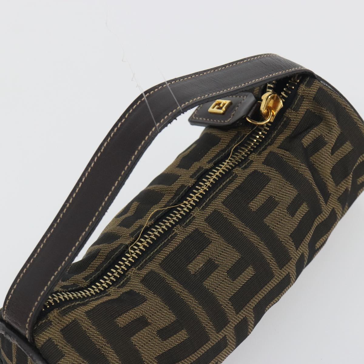 FENDI Zucca Canvas Pouch Black Brown Auth bs36757