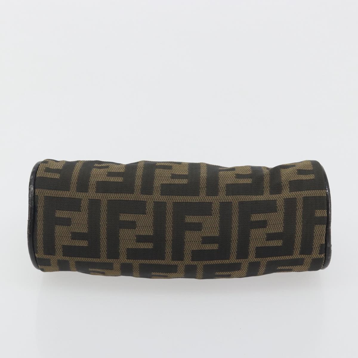 FENDI Zucca Canvas Pouch Black Brown Auth bs36757