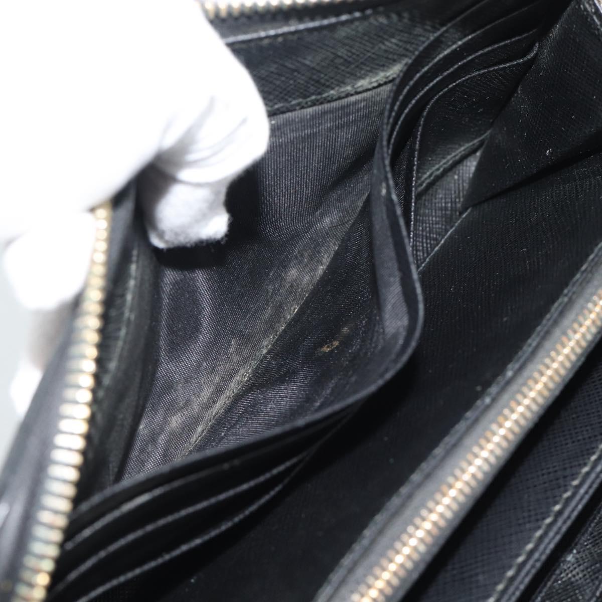 PRADA Long Wallet Leather Black Gold Auth bs36759