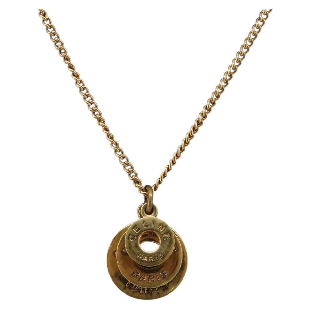CELINE Necklace Metal Gold Auth bs36760
