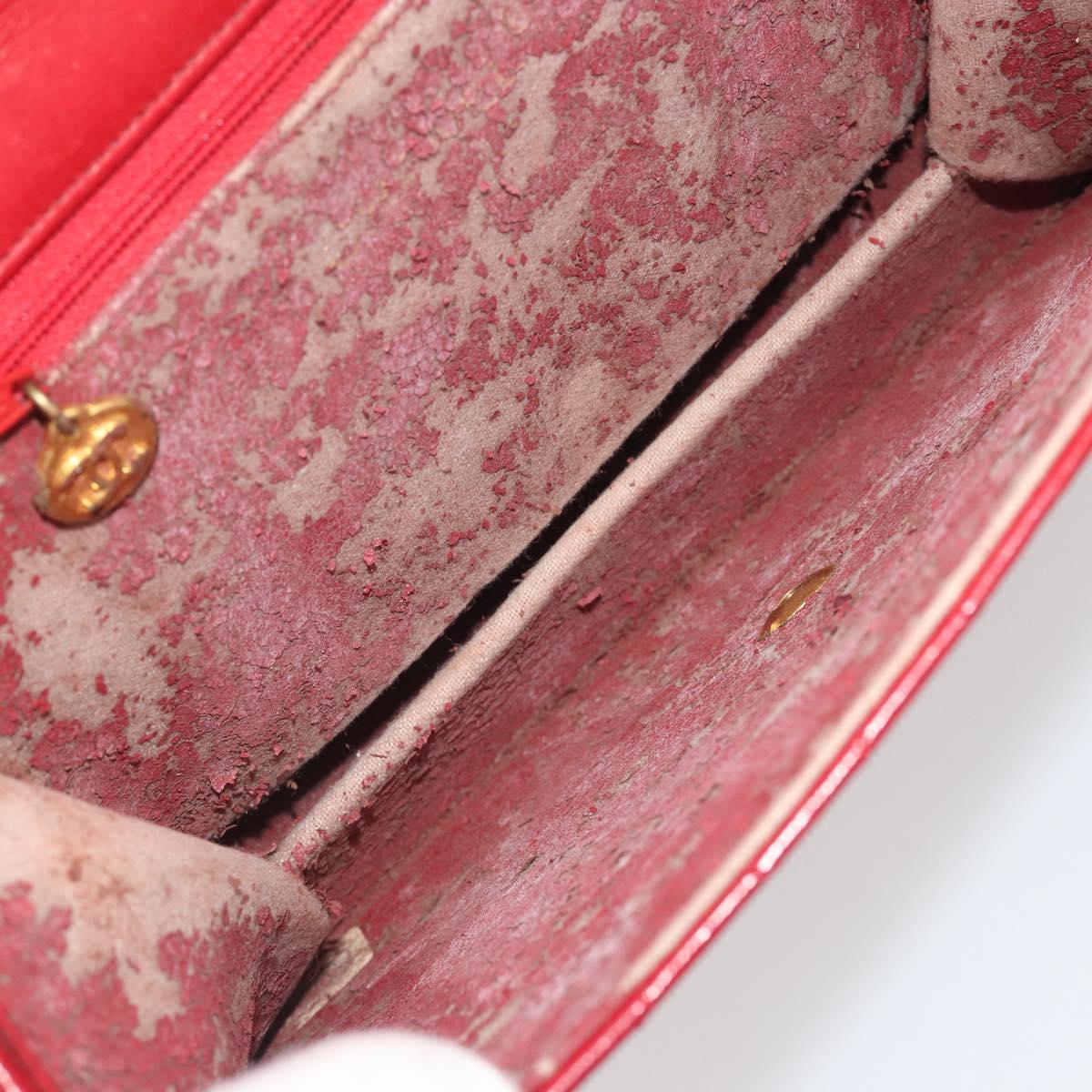 CHANEL Matelasse Chain Shoulder Bag Lamb Skin Red Gold CC Auth bs36761