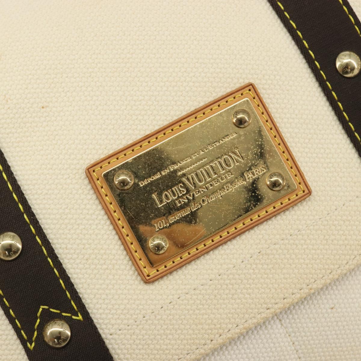 LOUIS VUITTON Antigua Buzas PM Bag Canvas White Brown M40042 LV Auth bs36763
