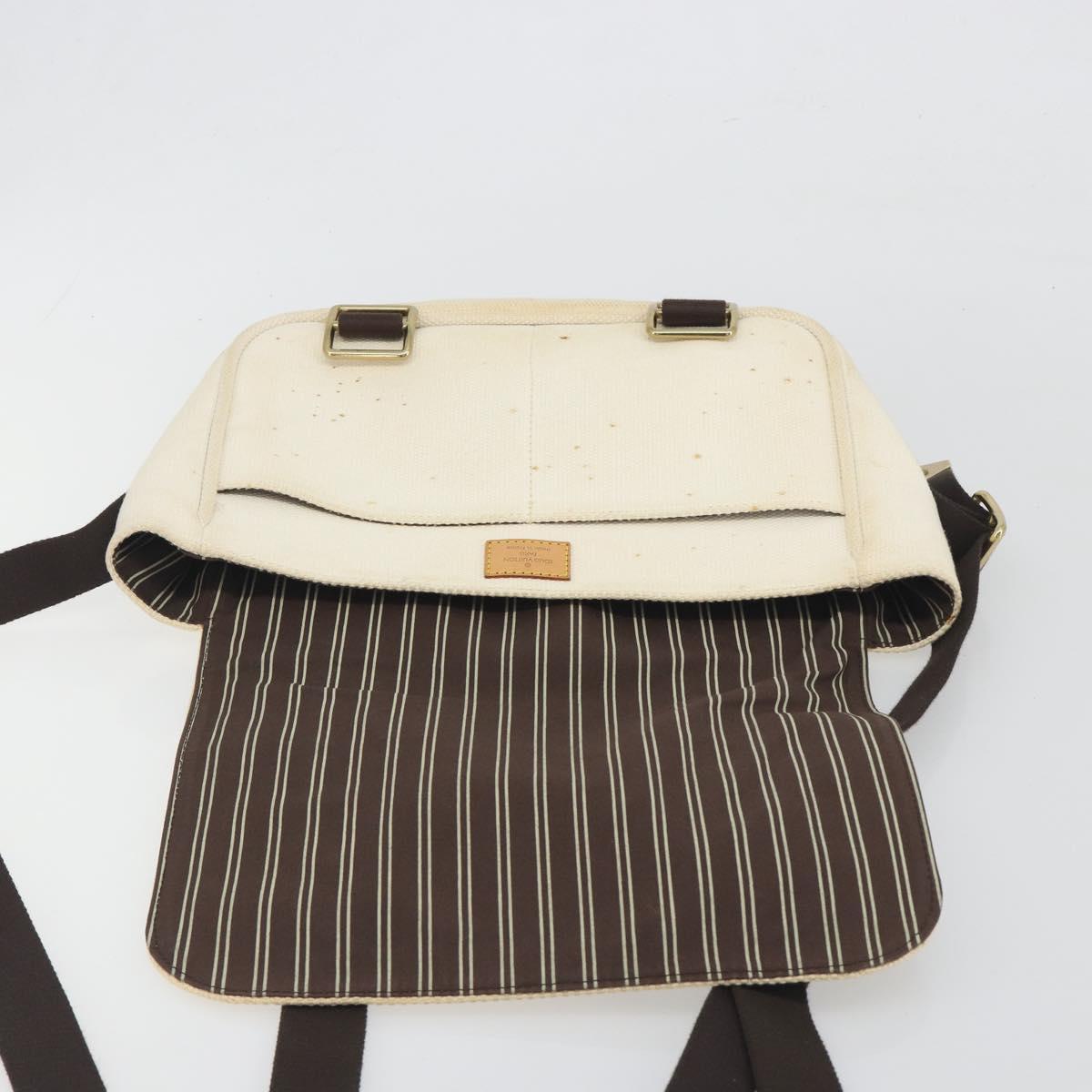 LOUIS VUITTON Antigua Buzas PM Bag Canvas White Brown M40042 LV Auth bs36763