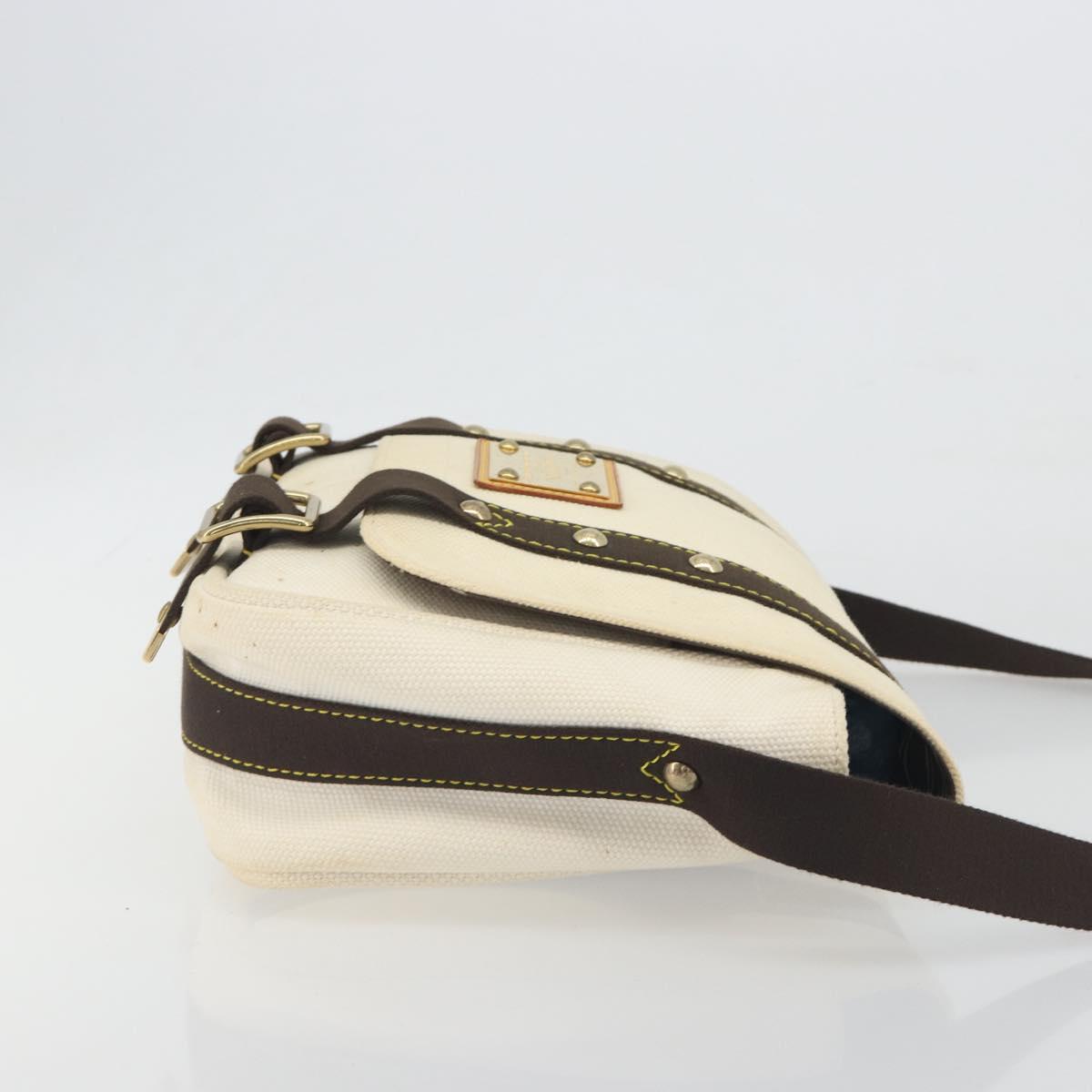 LOUIS VUITTON Antigua Buzas PM Bag Canvas White Brown M40042 LV Auth bs36763