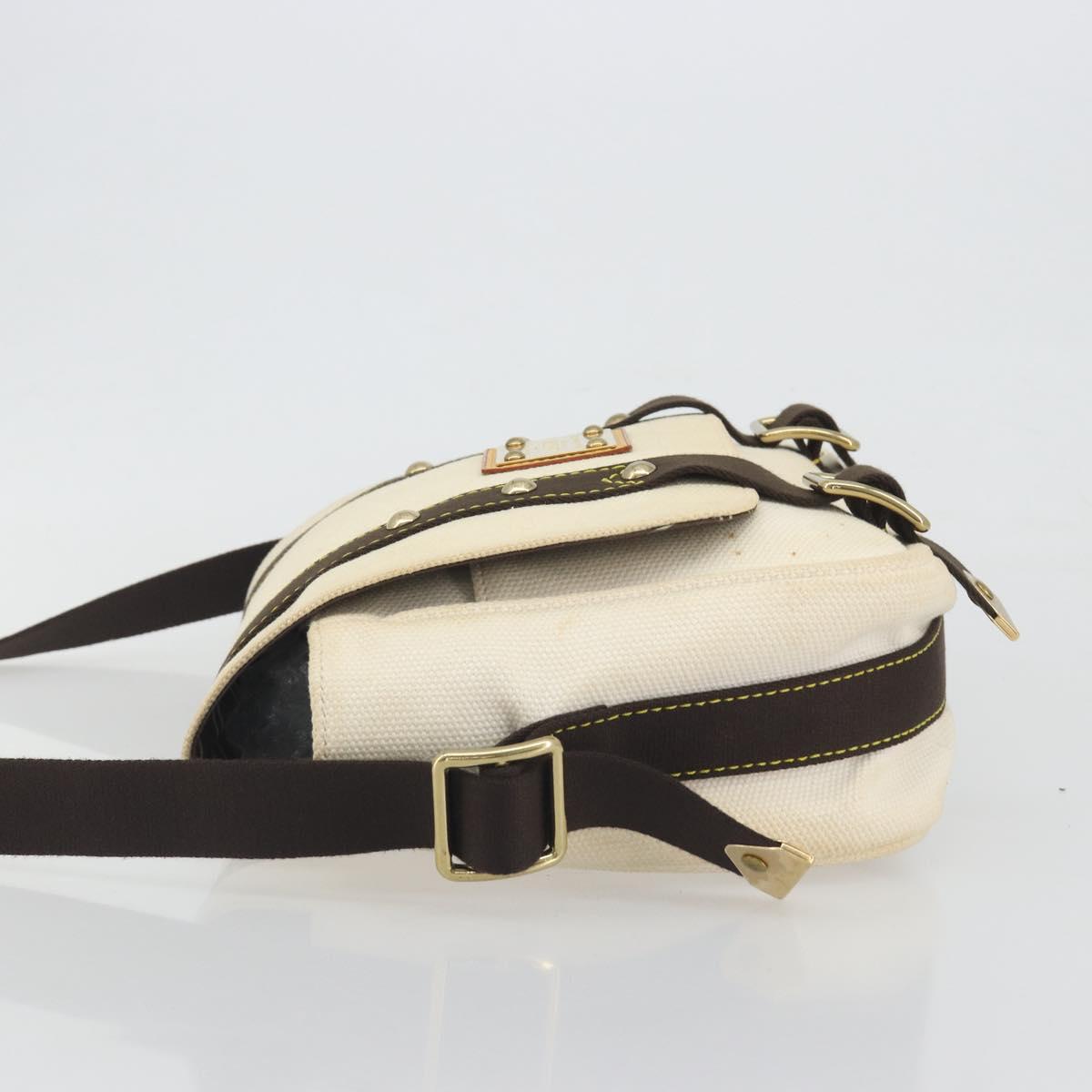 LOUIS VUITTON Antigua Buzas PM Bag Canvas White Brown M40042 LV Auth bs36763
