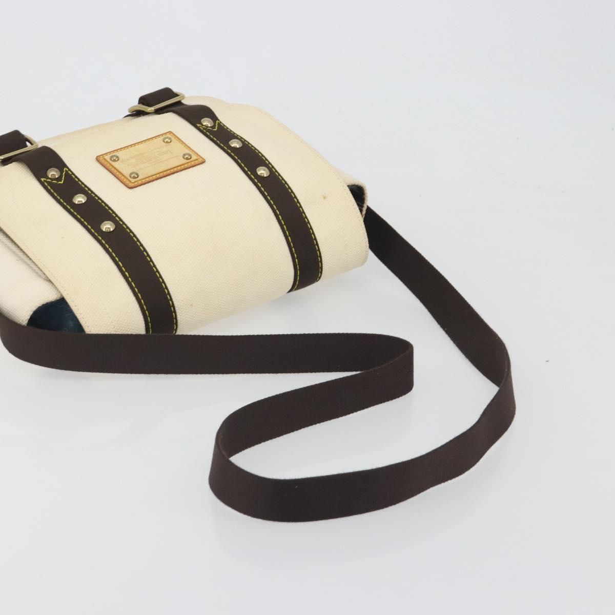 LOUIS VUITTON Antigua Buzas PM Bag Canvas White Brown M40042 LV Auth bs36763
